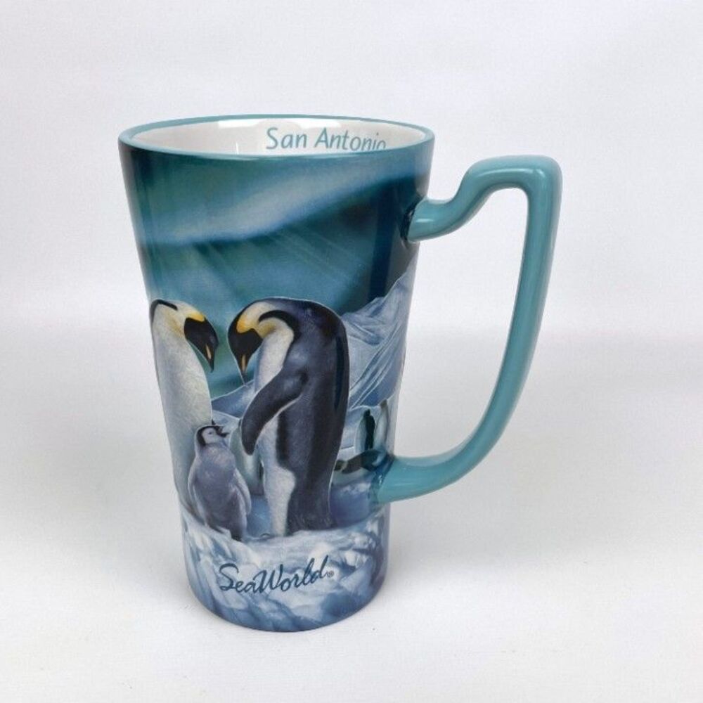 SeaWorld Parks San Antonio 3D Embossed Mug Emperor Penguins 6" Ceramic Mug Cup